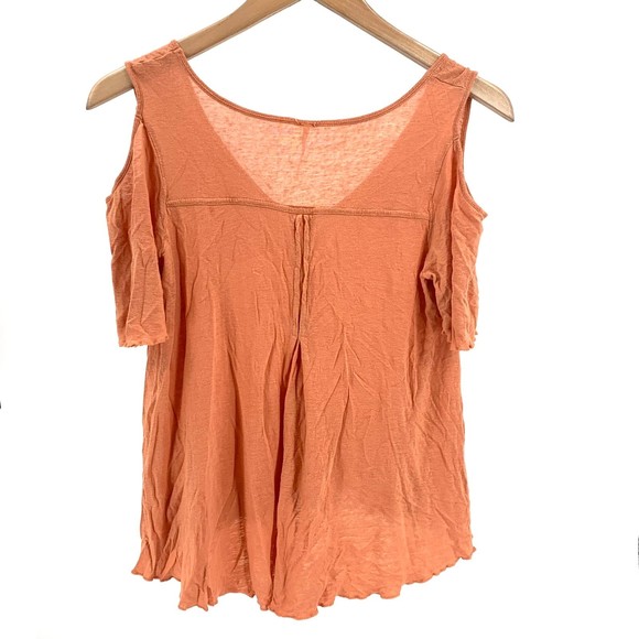 Free People orange cold shoulder short sleeve top small - Picture 2 of 7